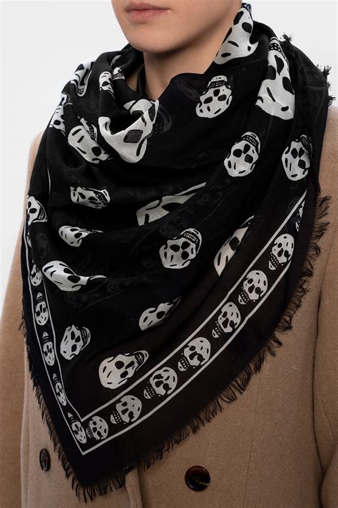 alexander mcqueen black skull scarf.